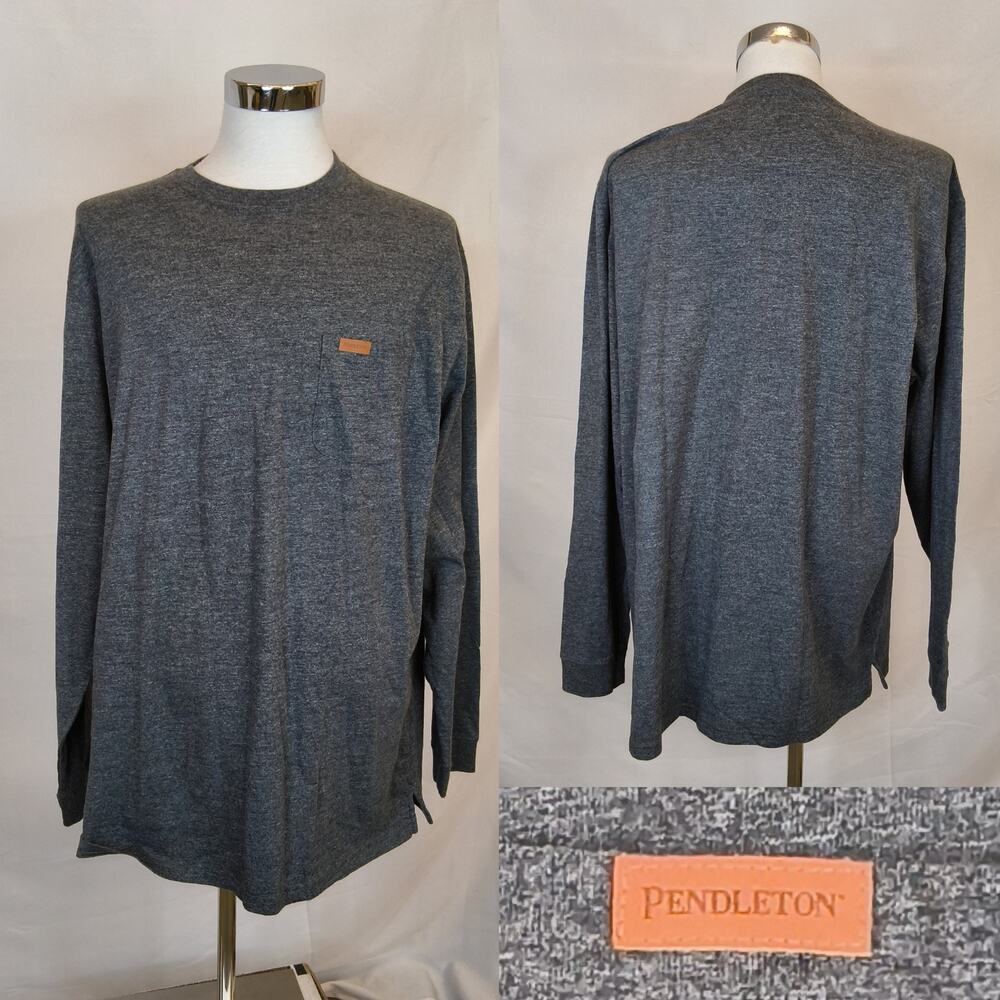Pendleton Long Sleeve Pocket Tee Men's XXL Heather Gray NWT #W5559